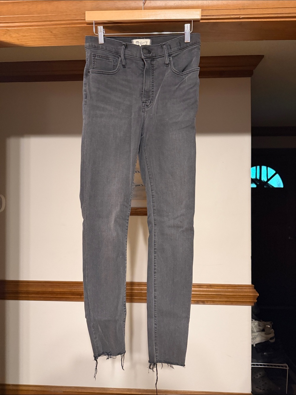 Madewell Grey Skinny Jeans with Raw Hem